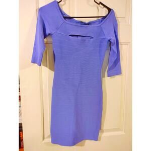 Guess Bodycon Mini Dress Half Sleeve Exposed Zipper Cutout Open XS